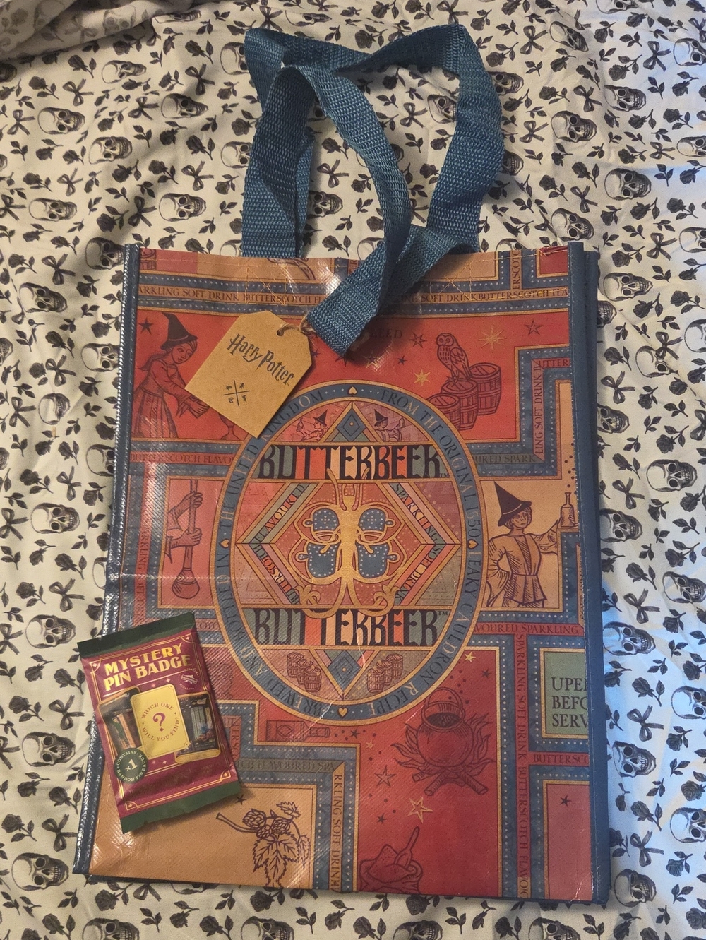 Butterbeer Tote Bag FROM HARRY POTTER AND MYSTRY PIN